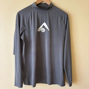 Okanu Surf Men's Gray Rash Guard Long Sleeve Size Large